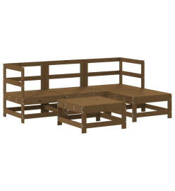 Salon de jardin 5 pcs marron miel bois de pin massif
