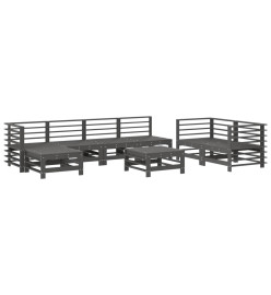Salon de jardin 8 pcs Gris Bois de pin massif