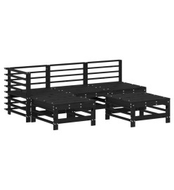 Salon de jardin 5 pcs noir bois massif de pin
