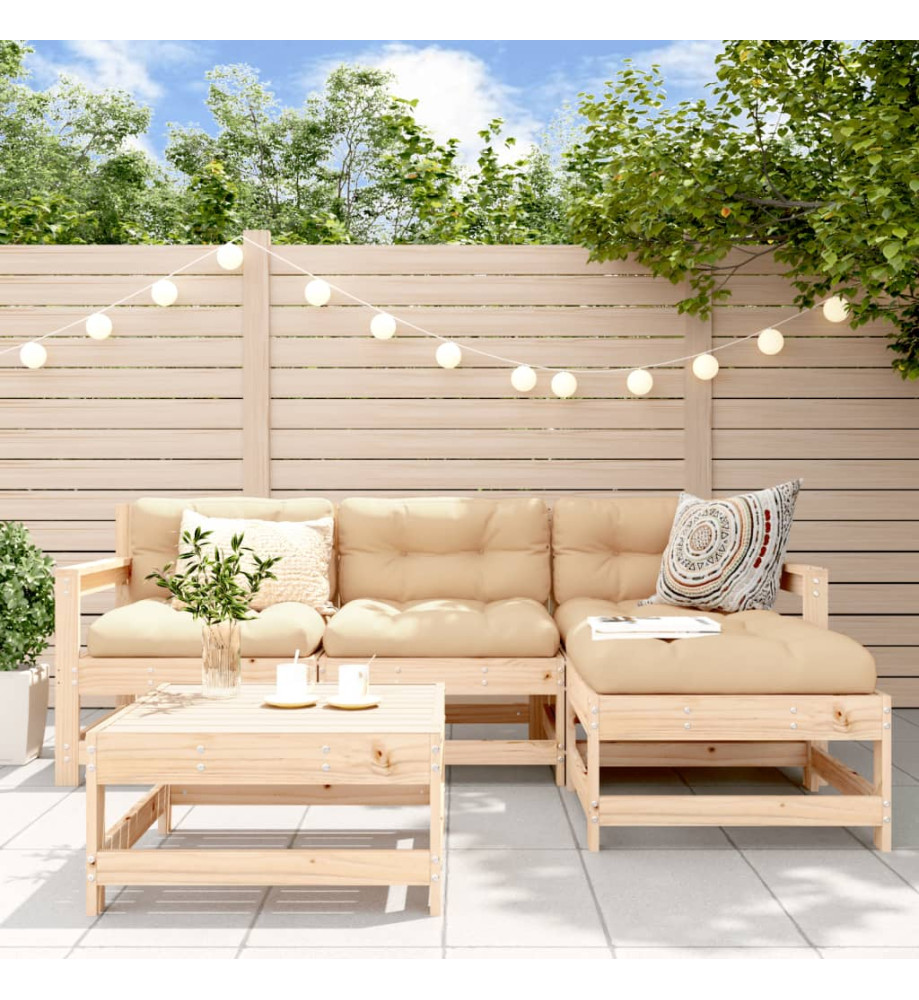 Salon de jardin 5 pcs bois massif de pin Salon de jardin 5 pcs bois massif de pin