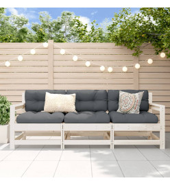 Salon de jardin 3 pcs blanc bois massif de pin