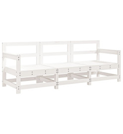 Salon de jardin 3 pcs blanc bois massif de pin