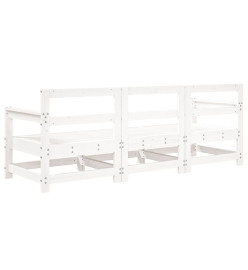 Salon de jardin 3 pcs blanc bois massif de pin