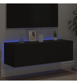 Meuble TV mural avec lumières LED noir 100x35x31 cm