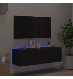 Meuble TV mural avec lumières LED noir 100x35x31 cm