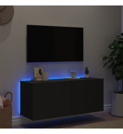 Meuble TV mural avec lumières LED noir 100x35x41 cm