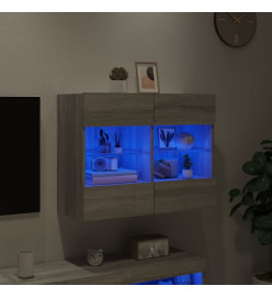 Meuble TV mural avec lumières LED sonoma gris 78,5x30x60,5 cm