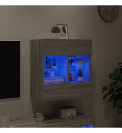 Meuble TV mural avec lumières LED sonoma gris 58,5x30x60,5 cm