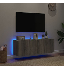 Meubles TV muraux et lumières LED 2pcs sonoma gris 60x35x41 cm