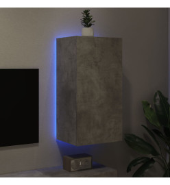 Meuble TV mural avec lumières LED gris béton 40,5x35x80 cm