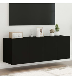 Meubles TV muraux avec lumières LED 2 pcs noir 60x35x41 cm