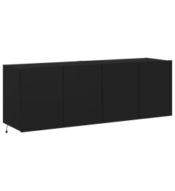 Meubles TV muraux avec lumières LED 2 pcs noir 60x35x41 cm