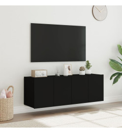 Meubles TV muraux avec lumières LED 2 pcs noir 60x35x41 cm