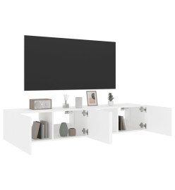 Meubles TV muraux avec lumières LED 2 pcs blanc 80x35x31 cm