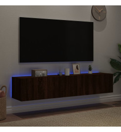 Meubles TV muraux lumières LED 2 pcs chêne marron 80x35x31 cm