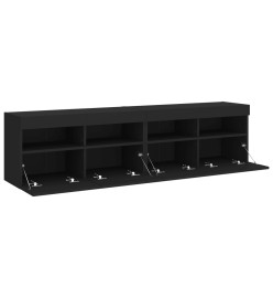 Meubles TV muraux avec lumières LED 2 pcs noir 80x30x40 cm