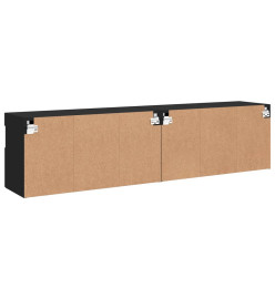 Meubles TV muraux avec lumières LED 2 pcs noir 80x30x40 cm