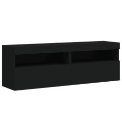 Meubles TV muraux avec lumières LED 2 pcs noir 60x30x40 cm