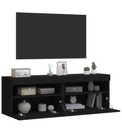 Meubles TV muraux avec lumières LED 2 pcs noir 60x30x40 cm