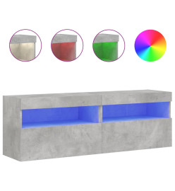 Meubles TV muraux et lumières LED 2pcs gris béton 60x30x40 cm