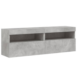 Meubles TV muraux et lumières LED 2pcs gris béton 60x30x40 cm