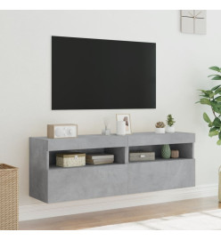 Meubles TV muraux et lumières LED 2pcs gris béton 60x30x40 cm