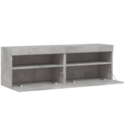 Meubles TV muraux et lumières LED 2pcs gris béton 60x30x40 cm