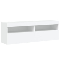 Meubles TV muraux avec lumières LED 2 pcs blanc 60x30x40 cm