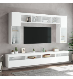 Meubles TV muraux avec lumières LED 2 pcs blanc 60x30x40 cm