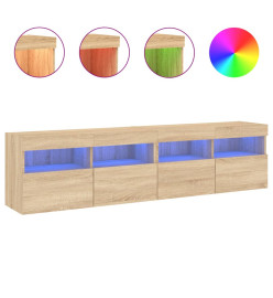 Meubles TV muraux lumières LED 2 pcs chêne sonoma 80x30x40 cm