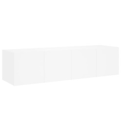 Meubles TV muraux avec lumières LED 2 pcs blanc 60x35x31 cm