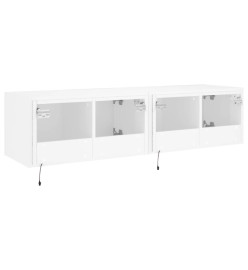 Meubles TV muraux avec lumières LED 2 pcs blanc 60x35x31 cm