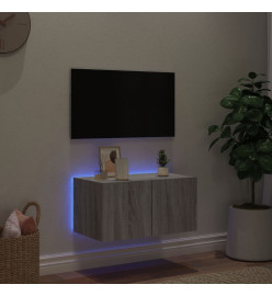 Meuble TV mural avec lumières LED sonoma gris 60x35x31 cm