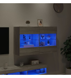 Meuble TV mural avec lumières LED sonoma gris 98,5x30x60,5 cm