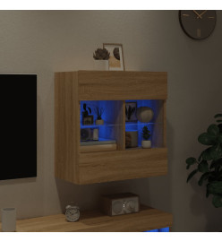 Meuble TV mural avec lumières LED chêne sonoma 58,5x30x60,5 cm