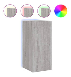 Meubles TV muraux et lumières LED 2pcs sonoma gris 30,5x35x70cm