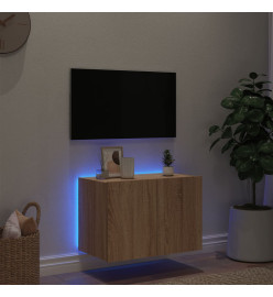 Meuble TV mural avec lumières LED chêne sonoma 60x35x41 cm