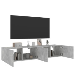 Meubles TV muraux et lumières LED 2pcs gris béton 80x35x31 cm