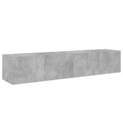 Meubles TV muraux et lumières LED 2pcs gris béton 80x35x31 cm