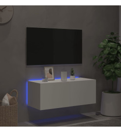 Meuble TV mural avec lumières LED blanc 80x35x31 cm