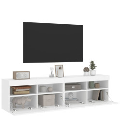 Meubles TV muraux avec lumières LED 2 pcs blanc 80x30x40 cm