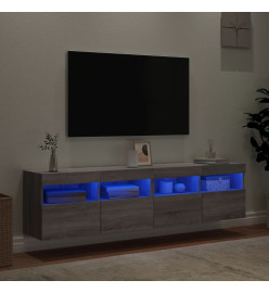 Meubles TV muraux et lumières LED 2pcs sonoma gris 80x30x40 cm