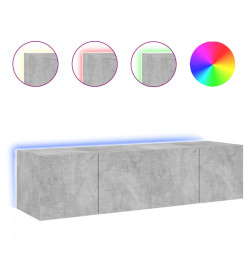 Meubles TV muraux et lumières LED 2pcs gris béton 60x35x31 cm