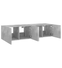 Meubles TV muraux et lumières LED 2pcs gris béton 60x35x31 cm