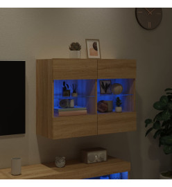 Meuble TV mural avec lumières LED chêne sonoma 78,5x30x60,5 cm