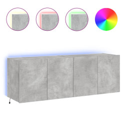 Meubles TV muraux et lumières LED 2pcs gris béton 60x35x41 cm