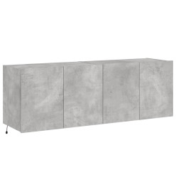 Meubles TV muraux et lumières LED 2pcs gris béton 60x35x41 cm