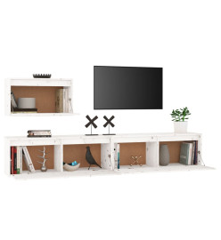 Meubles TV 3 pcs Blanc Bois massif de pin