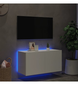 Meuble TV mural avec lumières LED blanc 80x35x41 cm