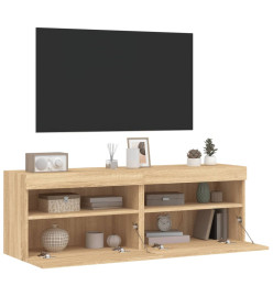 Meubles TV muraux lumières LED 2 pcs chêne sonoma 60x30x40 cm